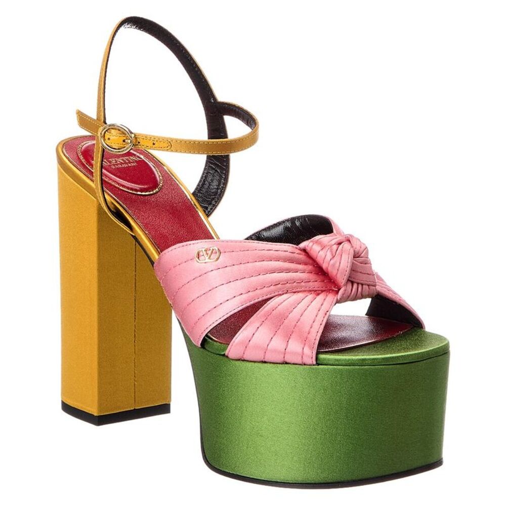 Valentino Crasher 125 Satin Platform Sandal, Pink